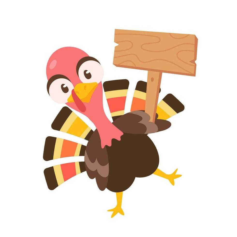 happy thanksgiving cartoon turkey cute and pumpkin in the autumn vector