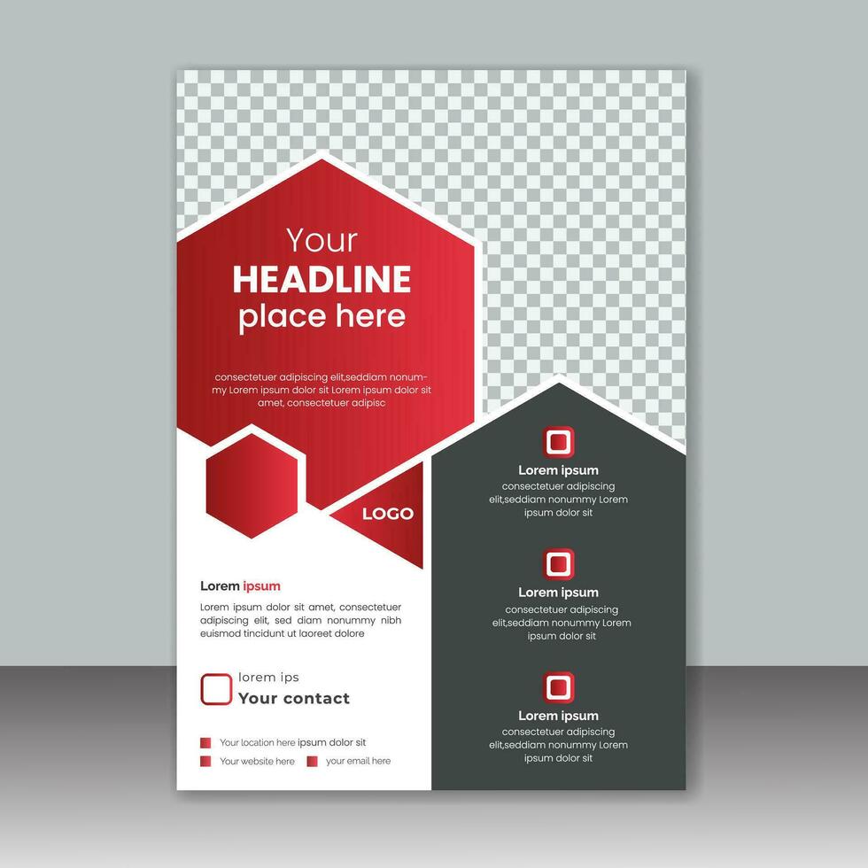 Business flyer template design with red and black color, IT company flyer and editable vector template design, business proposal, Publication, advertise, cover, editable vector design template