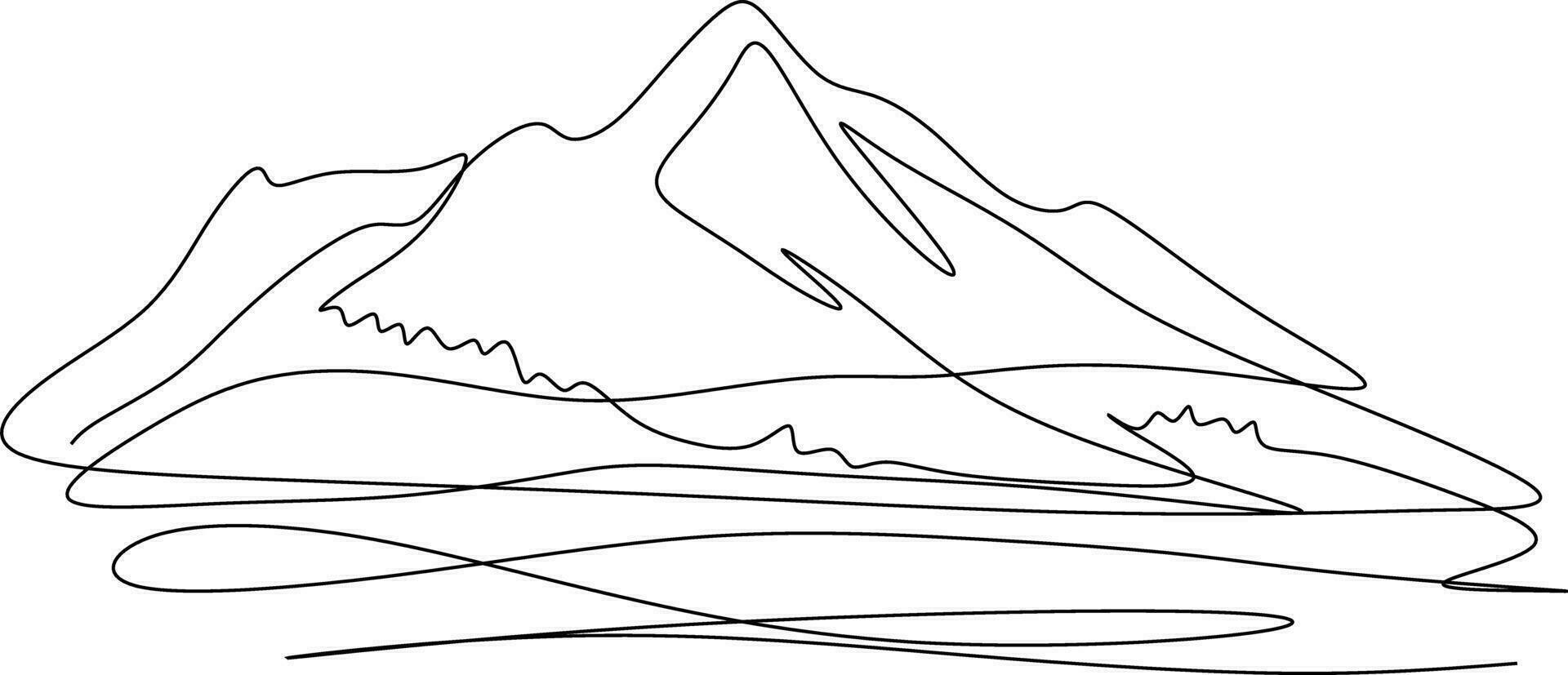 The illustrations and clipart. hand-drawn illustration of a mountain and trees vector