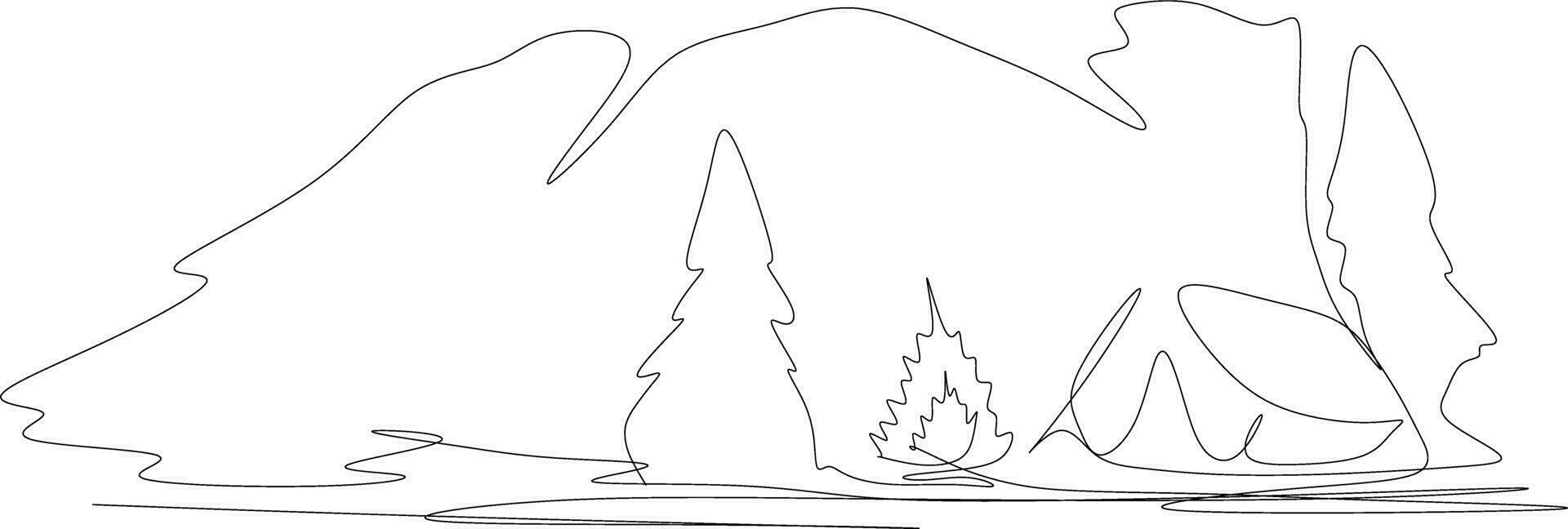 The illustrations and clipart. hand-drawn illustration of a mountain and trees vector