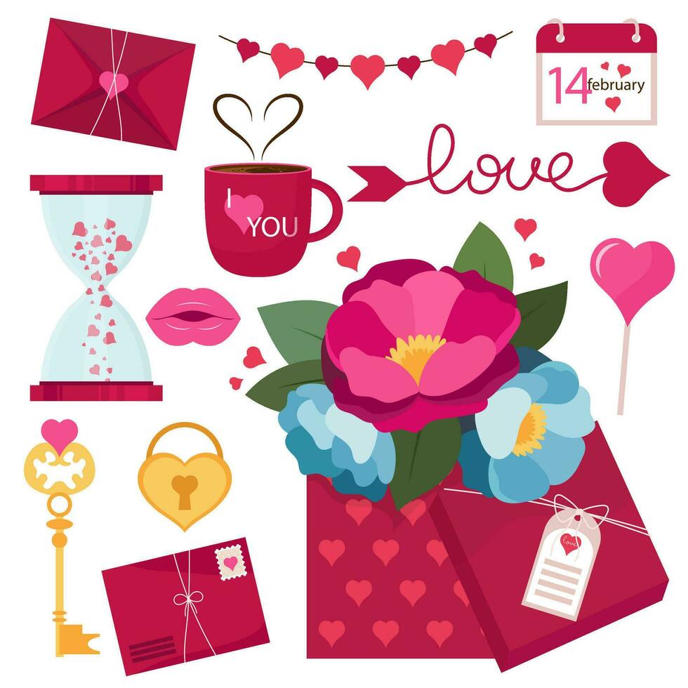 A set of valentine's day elements. Festive decorative elements for your design. vector
