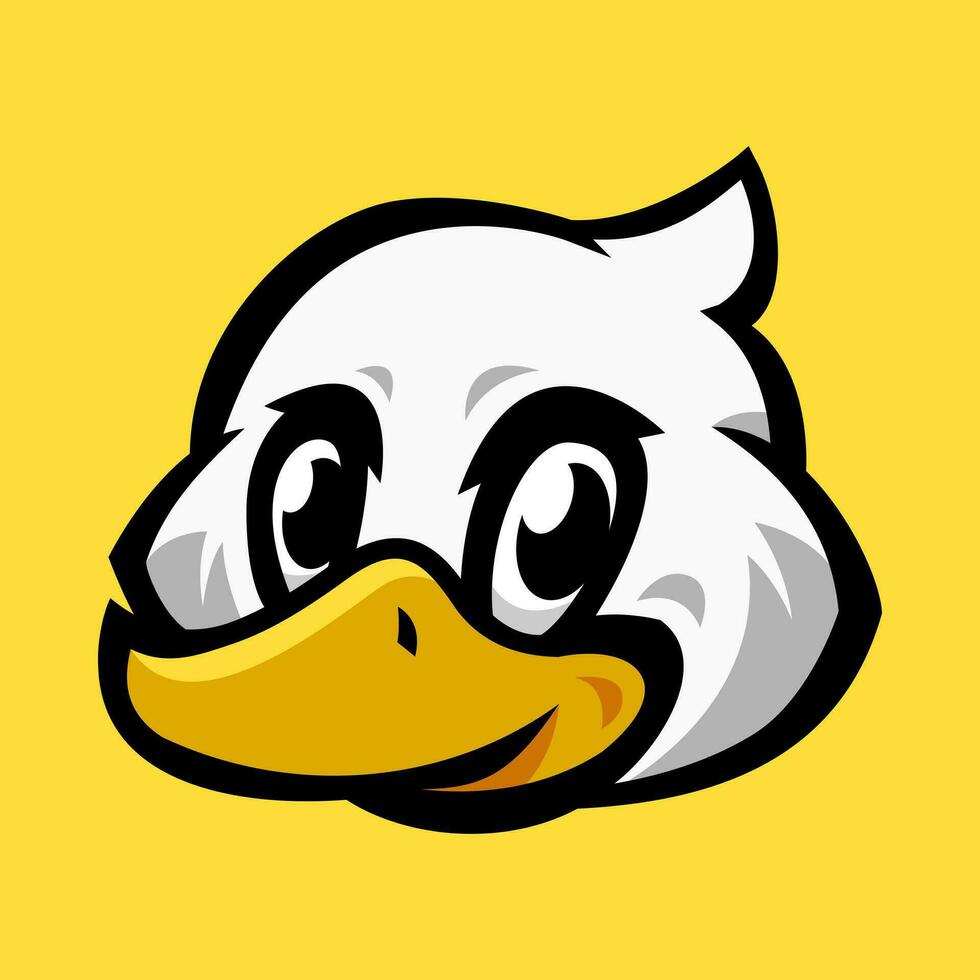 cute duck head in mascot cartoon style. flat vector illustration.