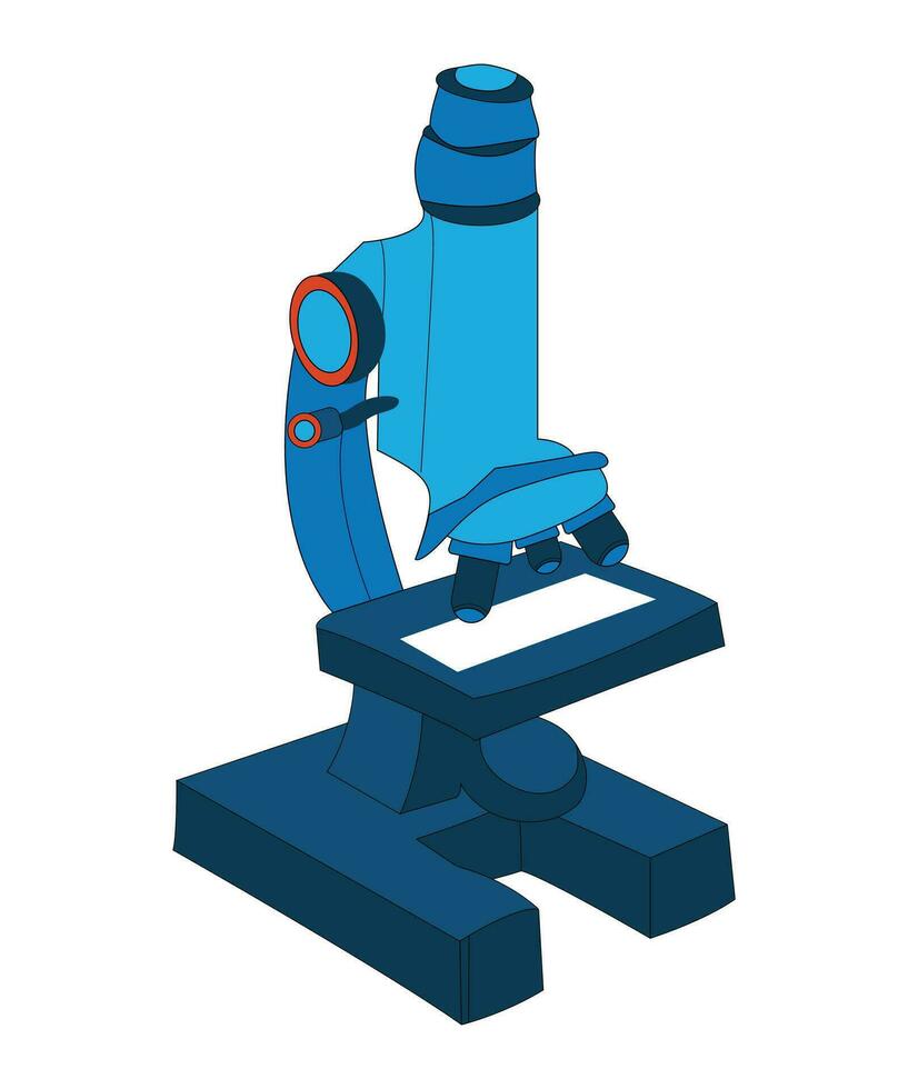 Vector illustration of a compound microscope with detailing. Fill color on white background