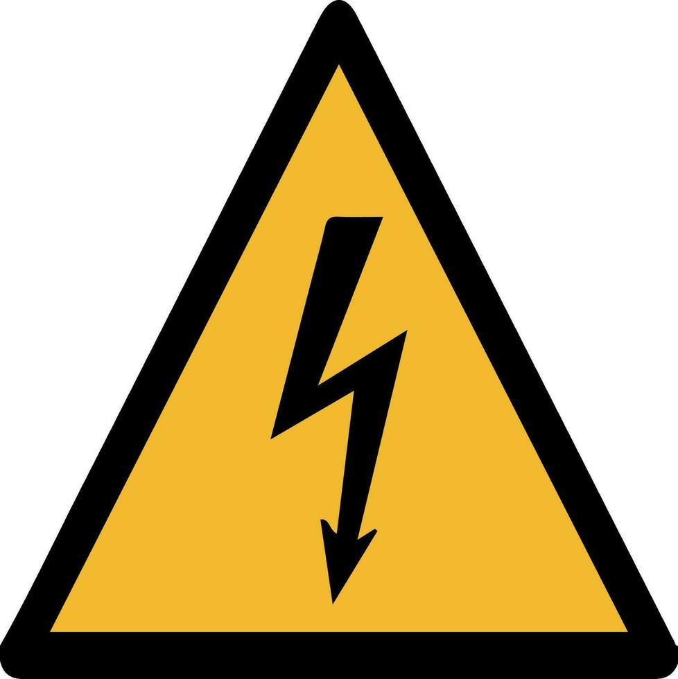 a yellow and black triangle with an electric lightning bolt vector