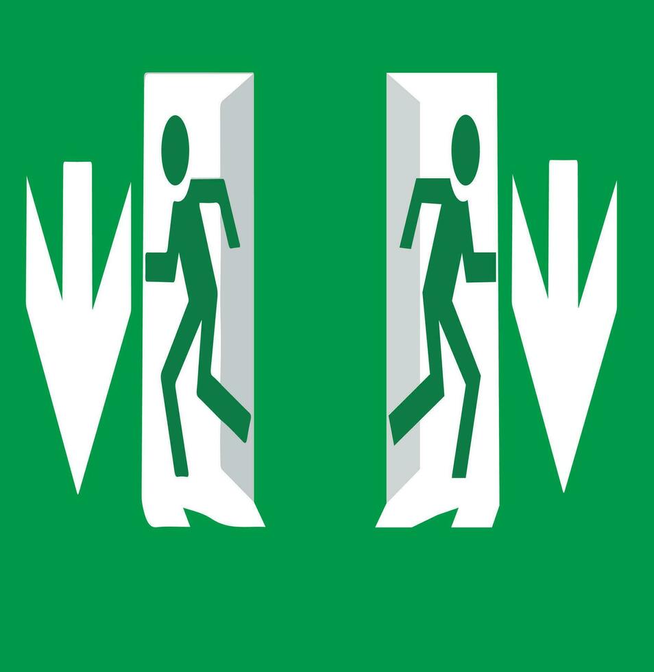 two people running through an exit sign vector