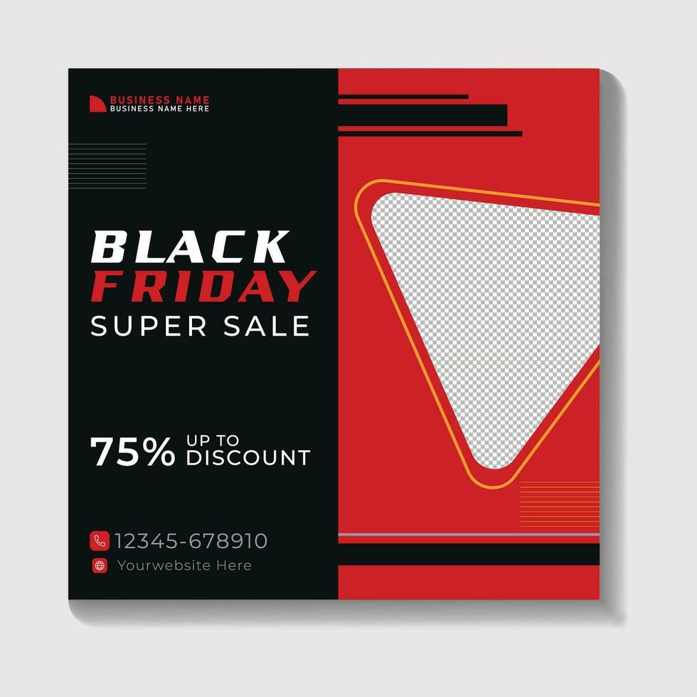 black friday social media post and discount sale banner design template vector