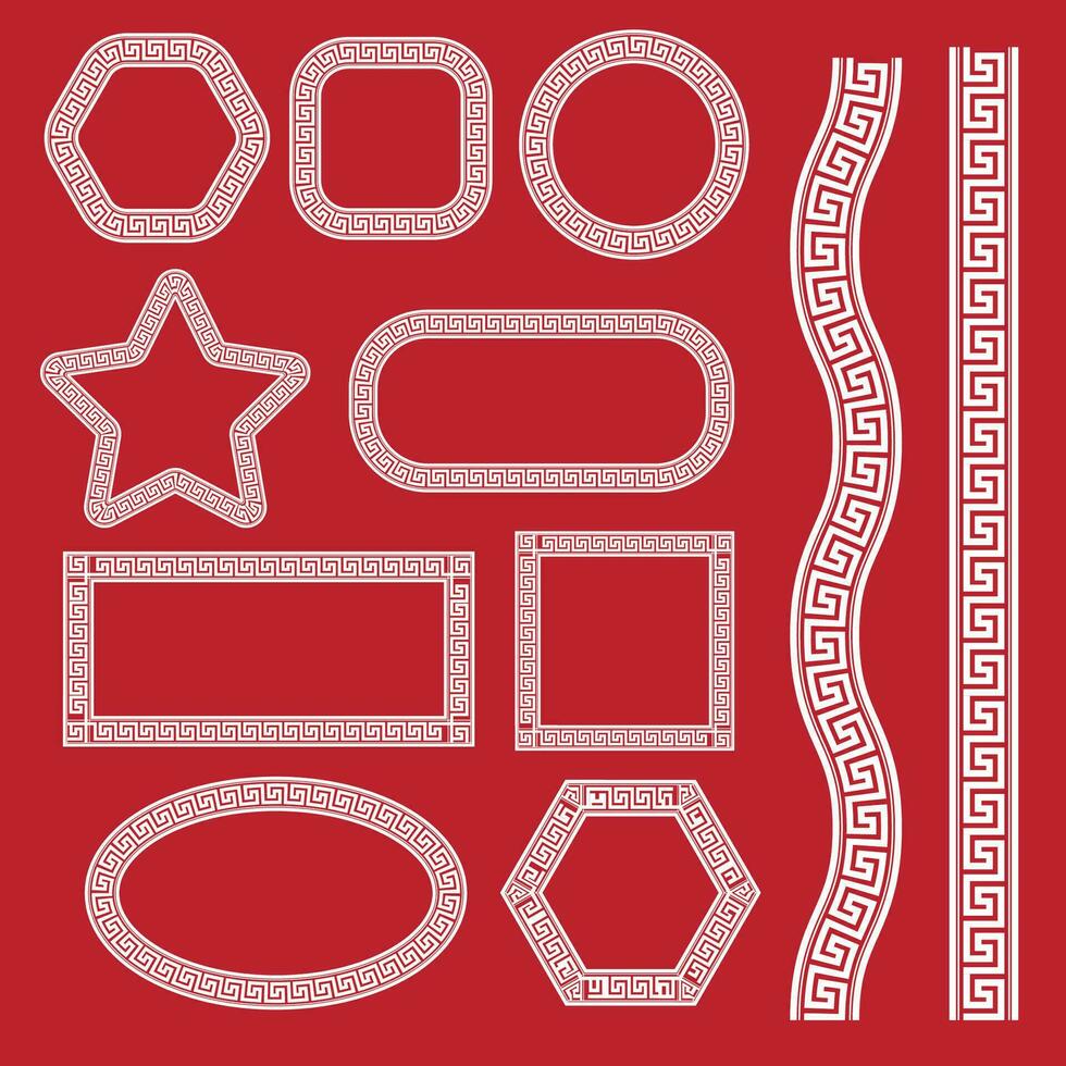 chinese pattern border vector set