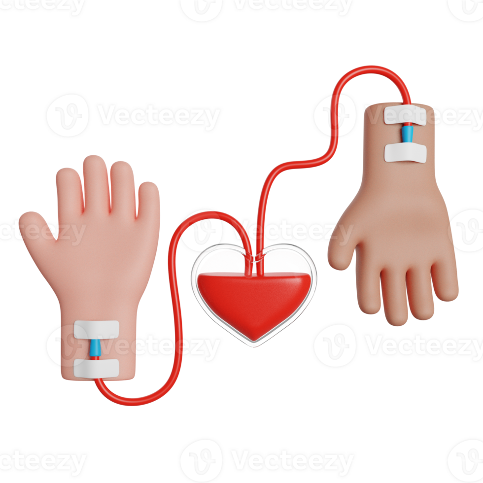 monde du sang donneur journée. du sang don. donner du sang enregistrer vie. 3d rendre icône. png