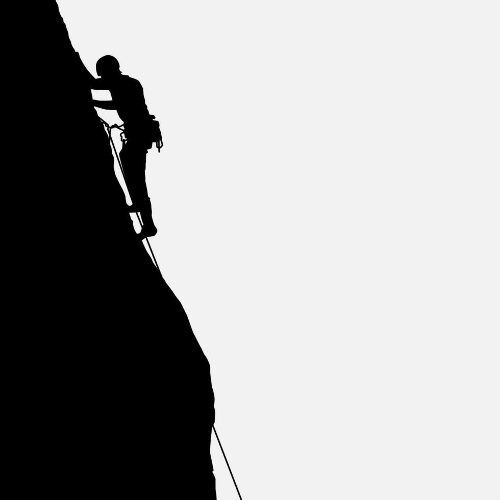 High details of climbing silhouette. Minimal symbol and logo of sport. Fit for element design, background, banner, backdrop, cover, logotype. Isolated on black background. Vector Eps 10