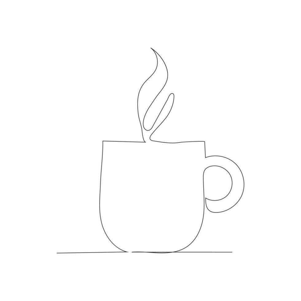 Coffee Time With Mug One Line Art vector