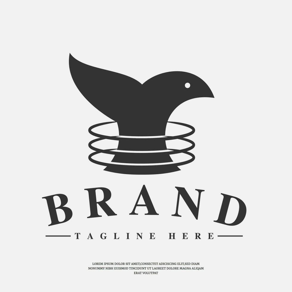 a combination of a simple bird image with a fish tail logo vector