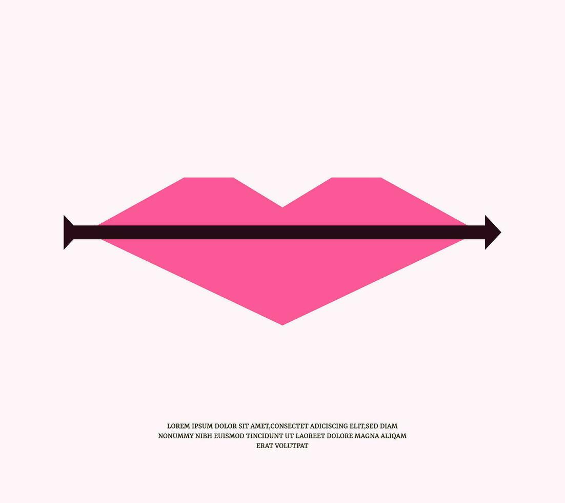 lip or love shape with arrow logo design template vector