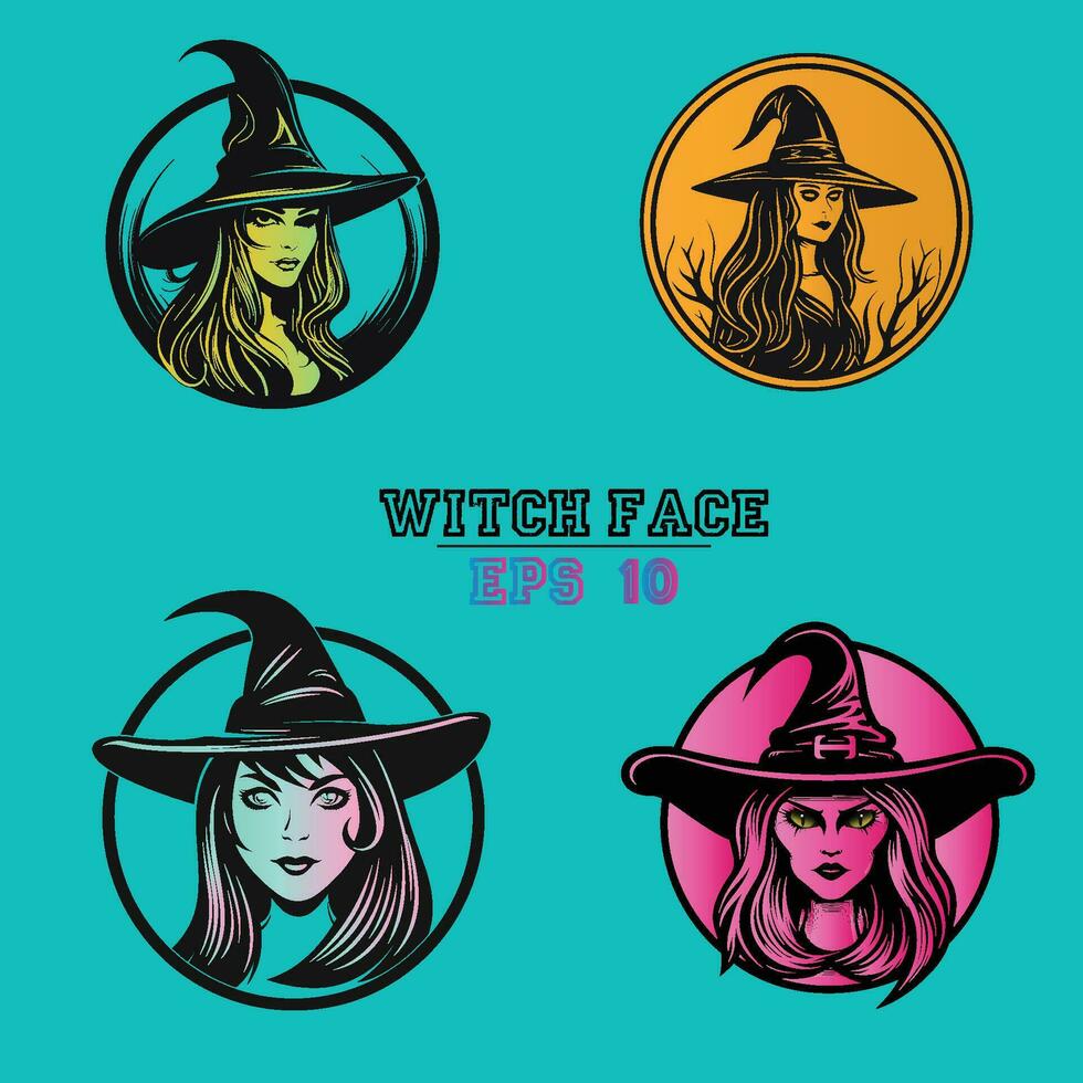Four Witches, A Colorful Quartet of Enchantmen vector