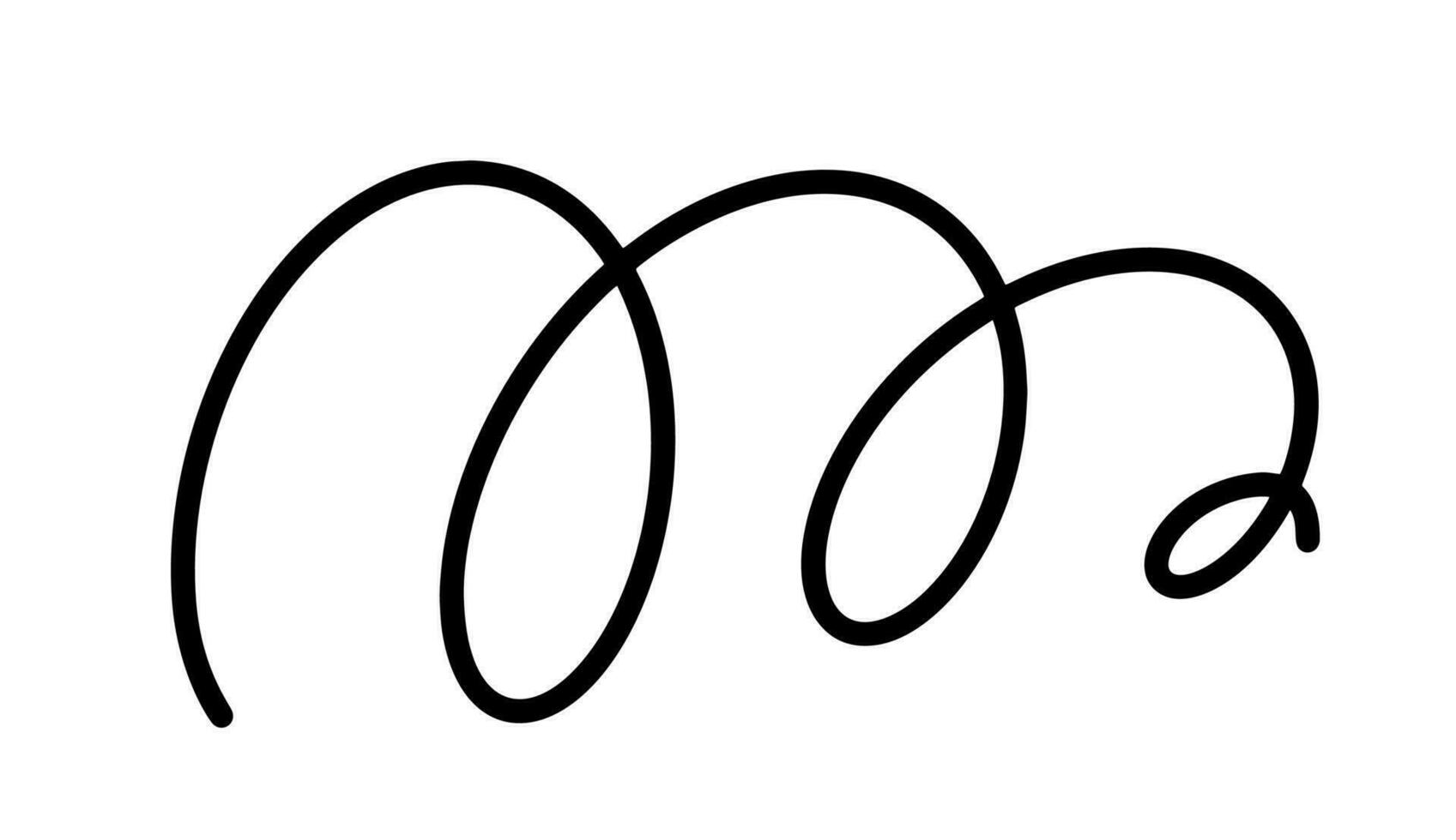 Black hand drawn curved swirled abstract line. Scribble curly brush strokes vector pen doodle calligraphy, thin squiggle. style sketches