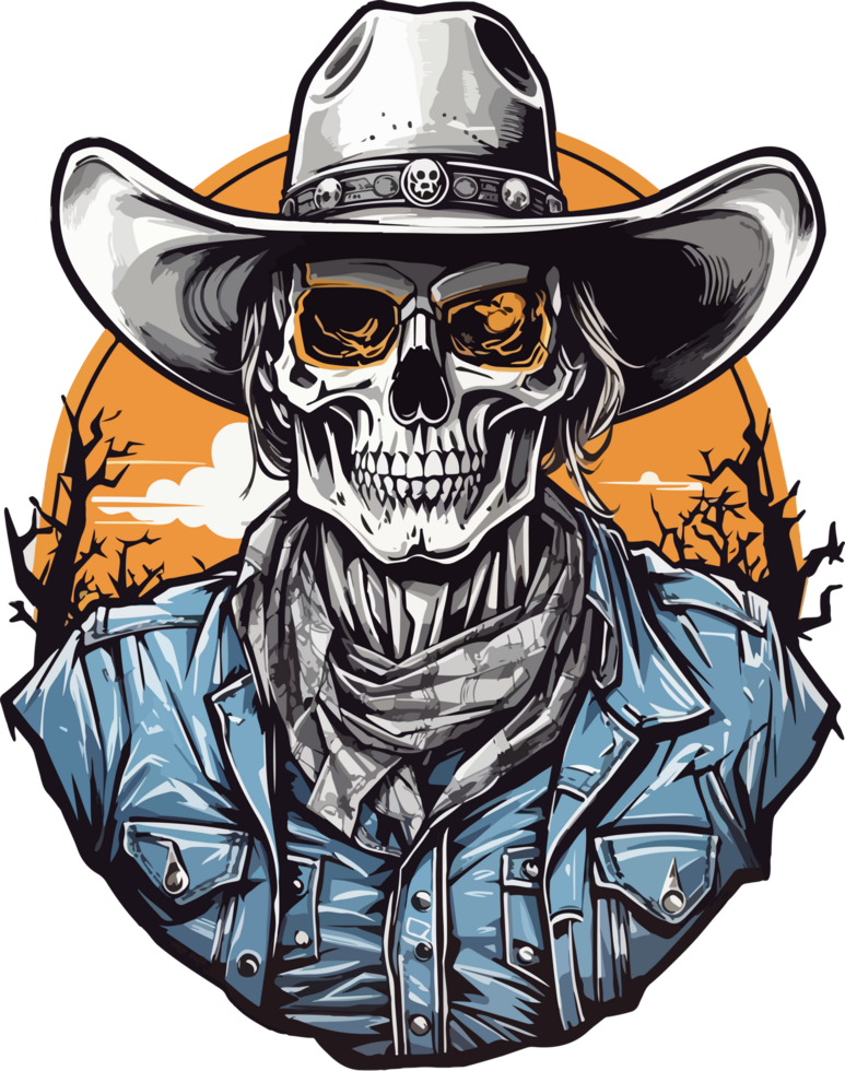 Cowboy Skeleton Mascot Logo Clip Art AI Generative png