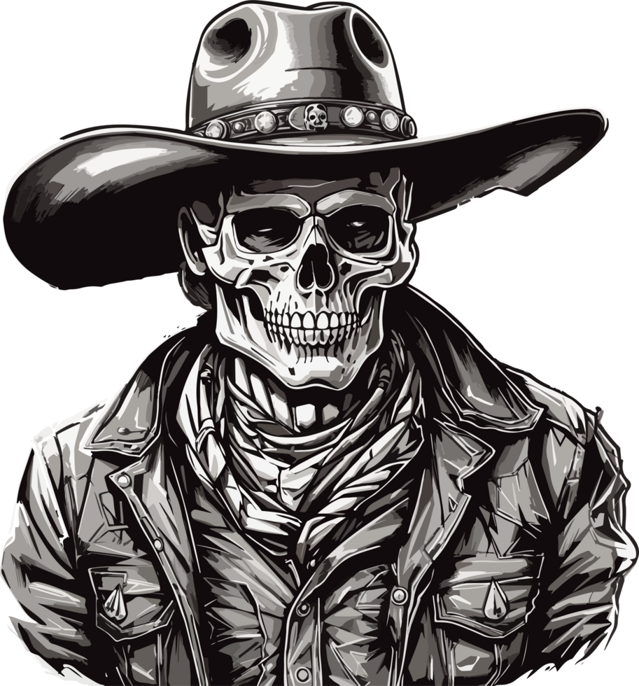 cowboy scheletro portafortuna logo clip arte con ai generativo png