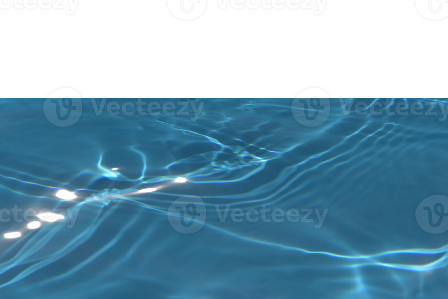 Defocus blurred transparent blue colored clear calm water surface texture with splashes reflection. Trendy abstract nature background. Water waves in sunlight with copy space. Blue watercolor shine. png