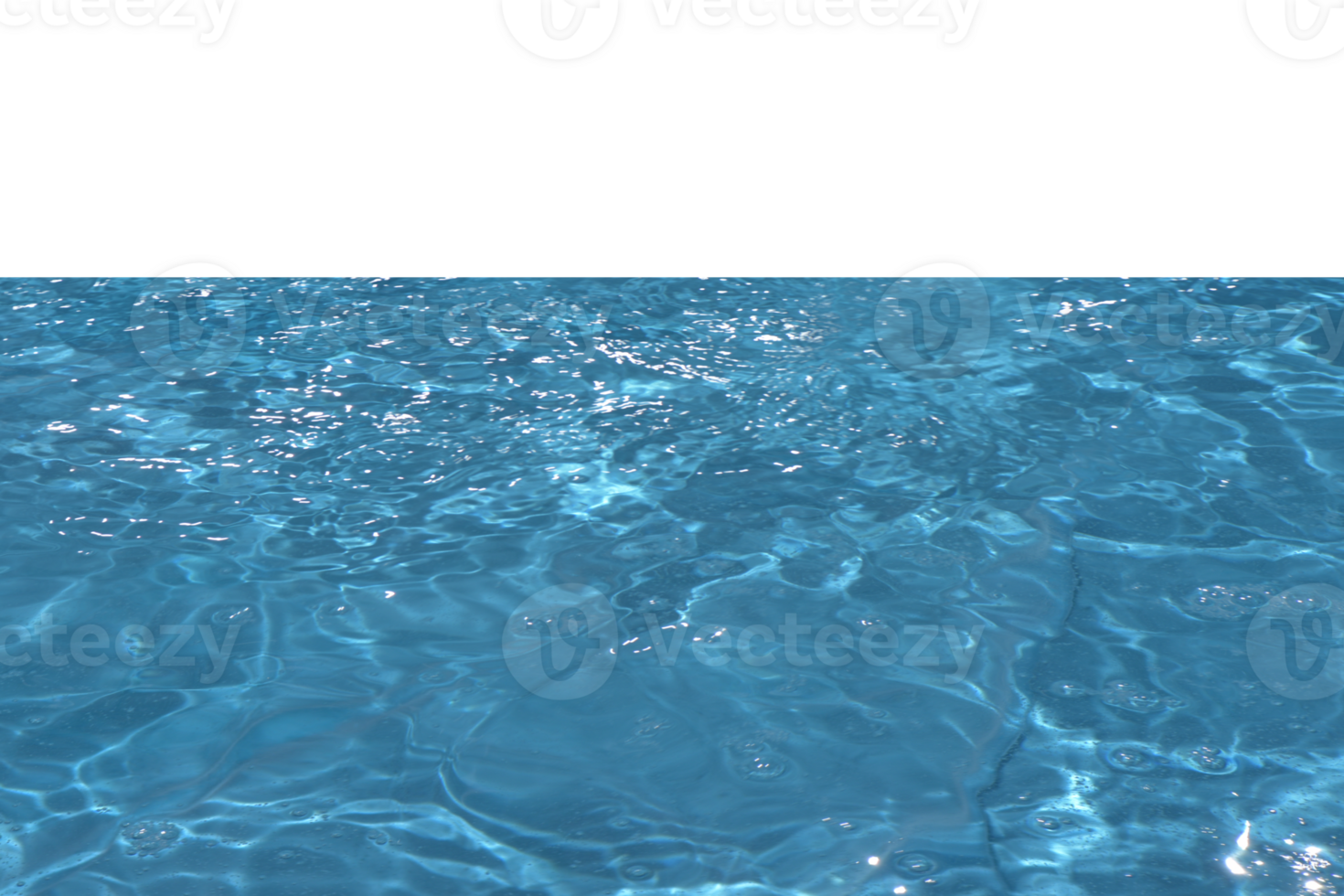 Defocus blurred transparent blue colored clear calm water surface texture with splashes reflection. Trendy abstract nature background. Water waves in sunlight with copy space. Blue watercolor shine. png