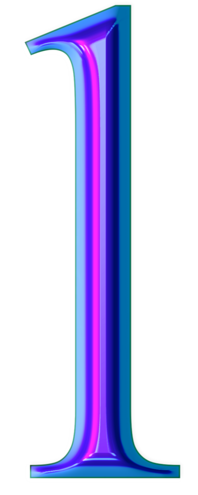 Blue iridescent number png