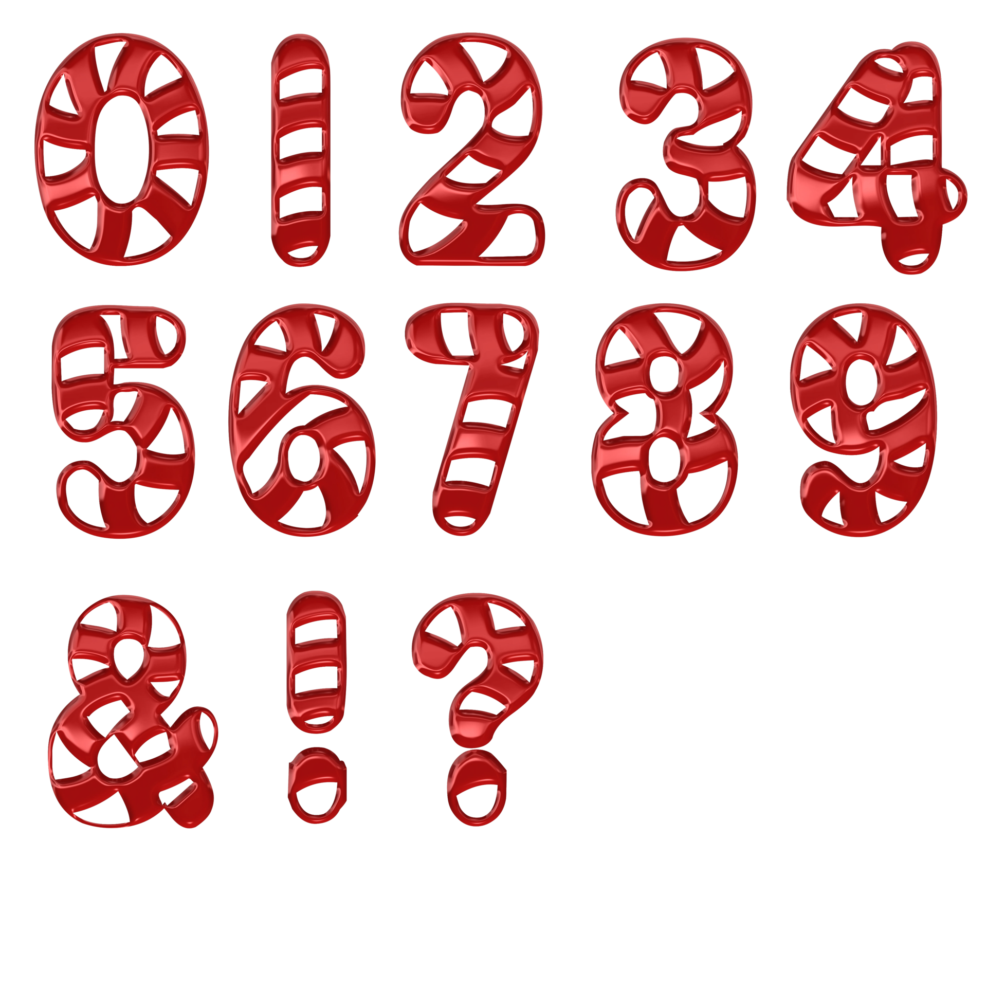 Red glossy candy cane numbers 29751230 PNG