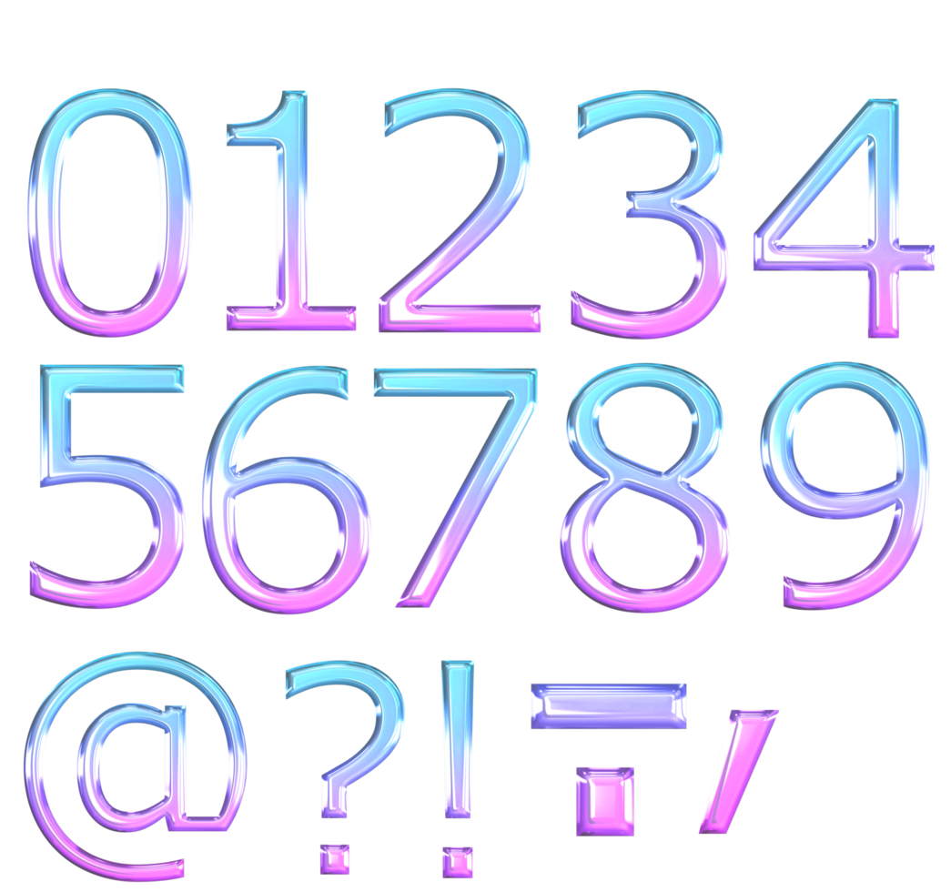 Glossy gradient numbers png