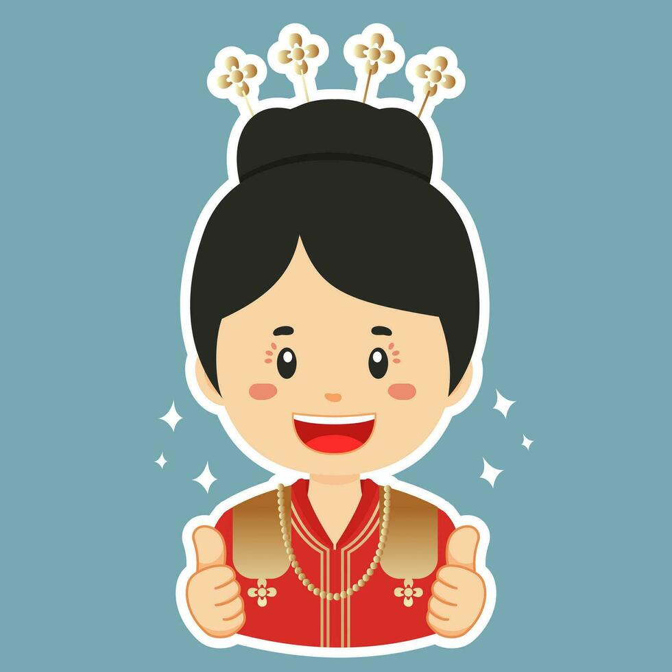 Happy Bengkulu Indonesian Character Sticker vector