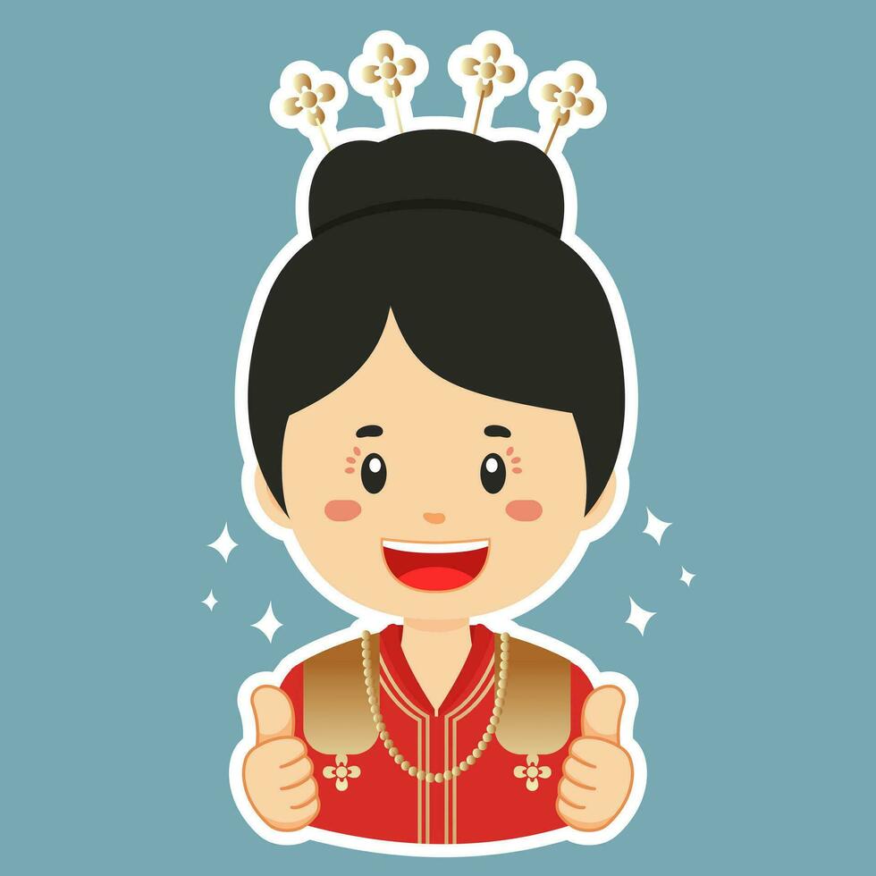 contento bengkulu indonesio personaje pegatina vector