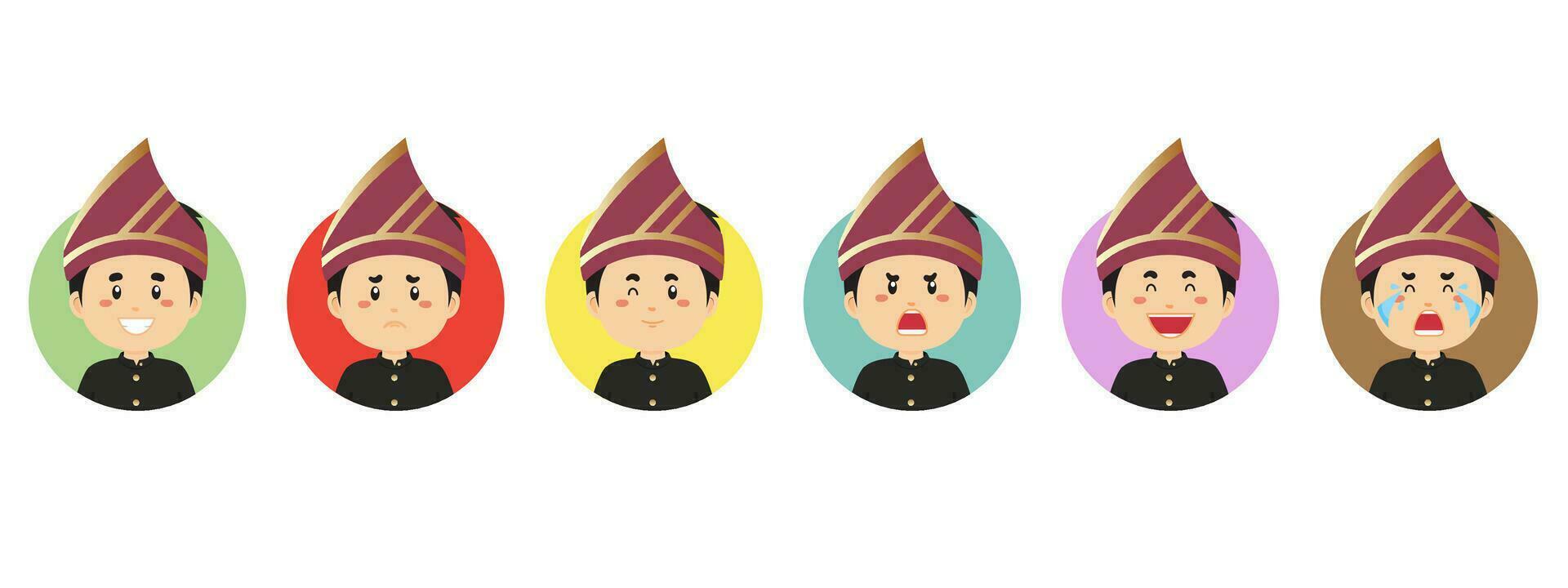 Bengkulu Indonesian Avatar with Various Expression vector