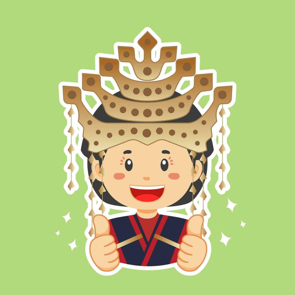 Happy North Sumatra Indonesian Character Sticker vector