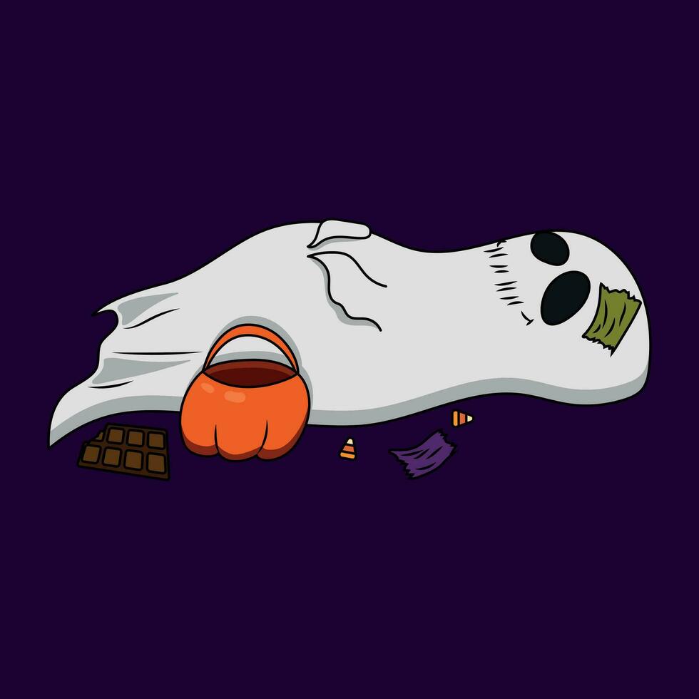 Cute Halloween illustration with a funny ghost vector