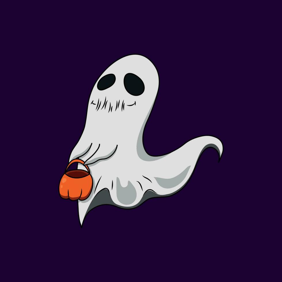 Cute Halloween illustration with a funny ghost vector