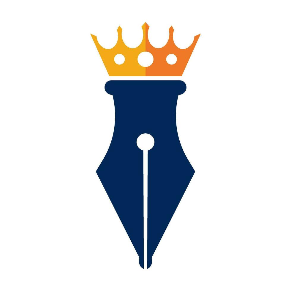 royal pen crown vector logo