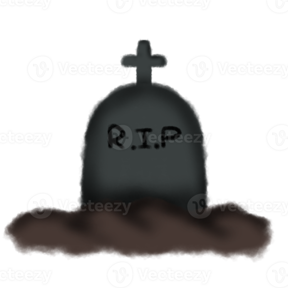 a black tombstone with the word r.i.p on it on transparent background png