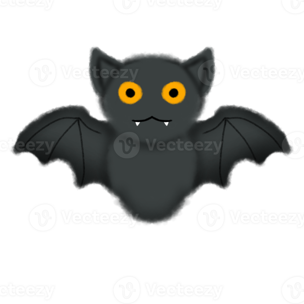 a bat with yellow eyes on transparent background png