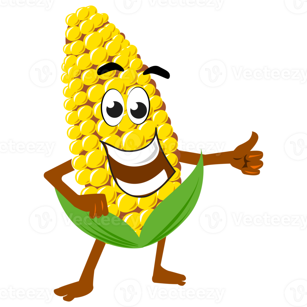 corn cartoon mascot character png
