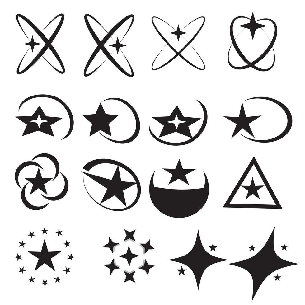 Y2k elements. Y2k vector set. geometric brutalism forms sticker. Y2k style graphic trendy design. sticker vector set. collection. Star icons. Vector illustration star blank label
