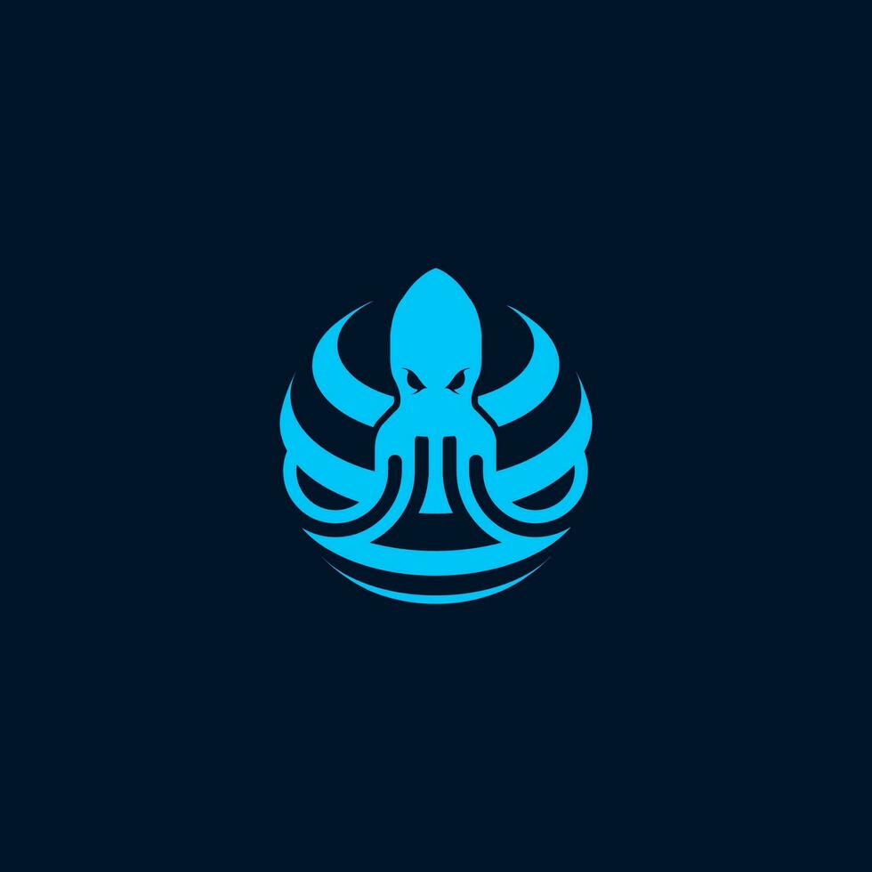 octopus with fish face vector design logo