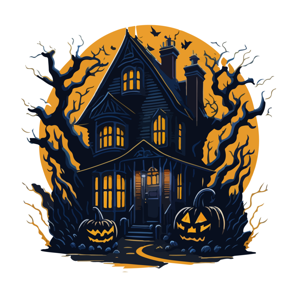 illustrazione di Halloween trucco o trattare frequentato Casa png