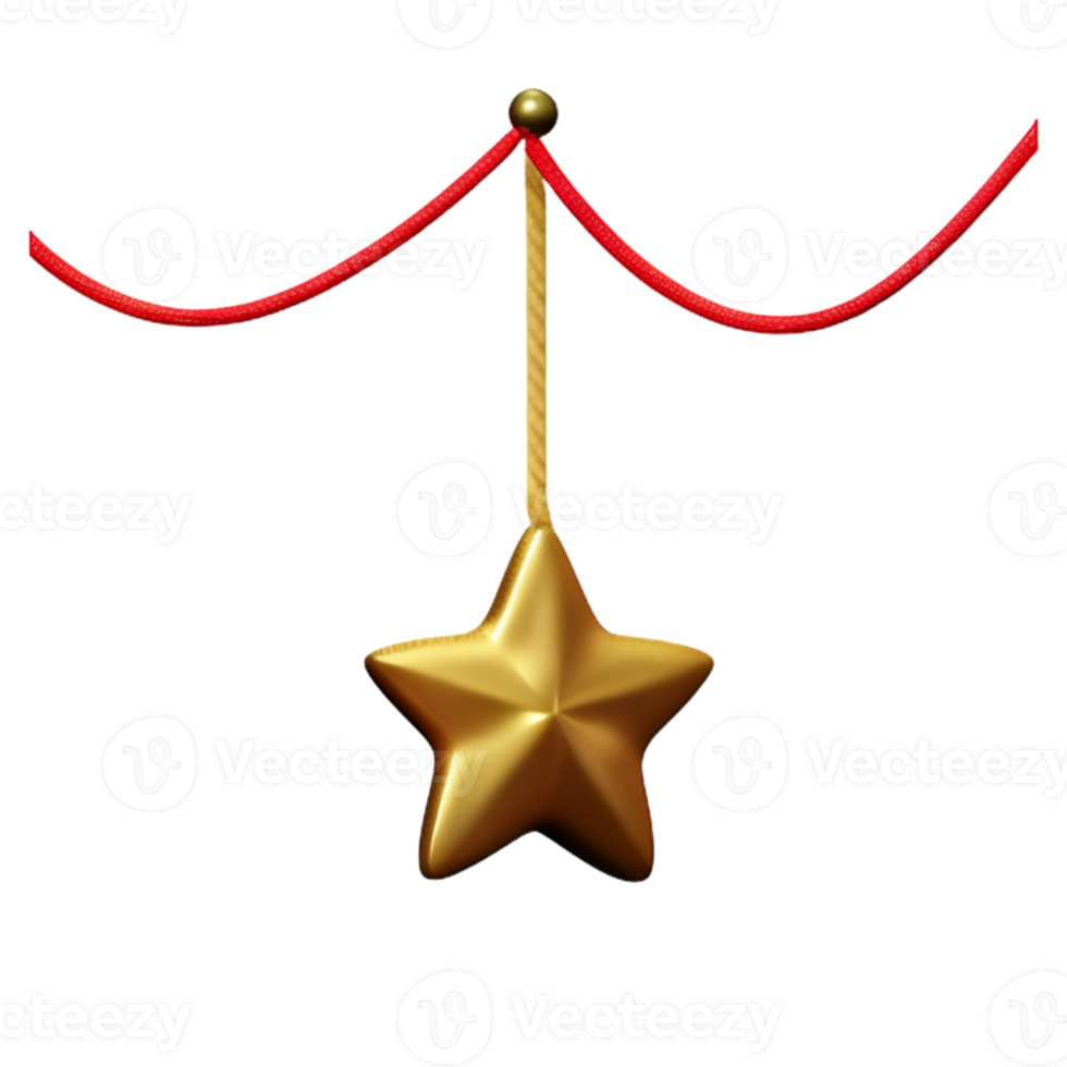 Golden Star Cristmas AI Generative png
