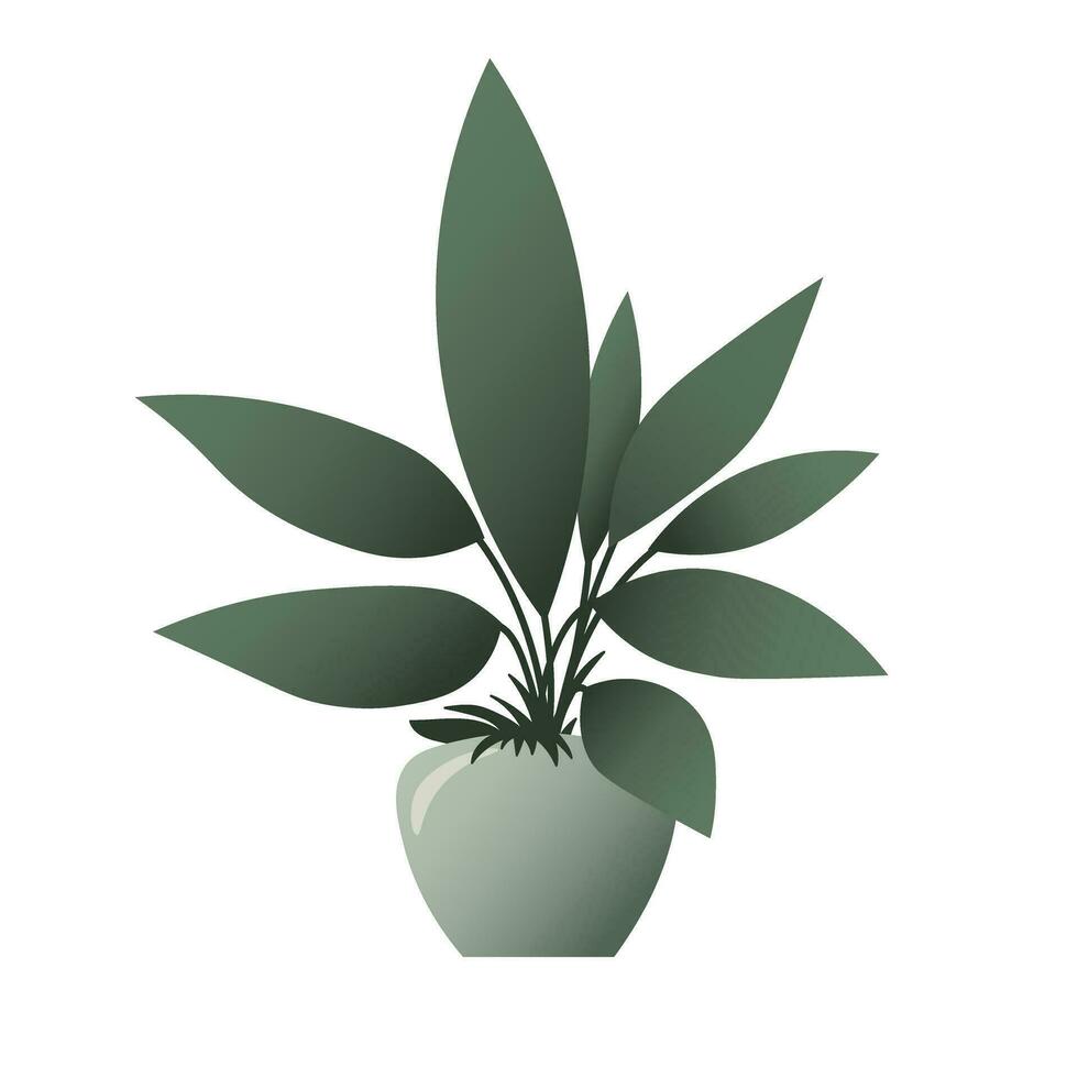 A pot with a houseplant in flat style. All Objects Are Repainted. vector
