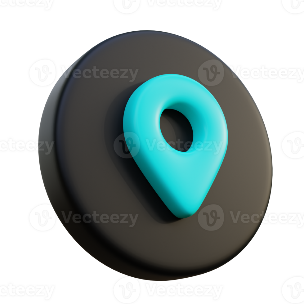 Location Pin 3D Icon on black circle. png