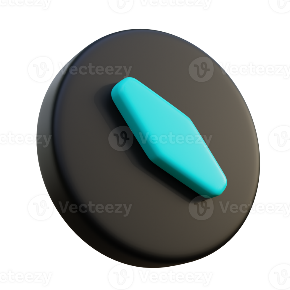 Compass 3D Icon on black circle. png