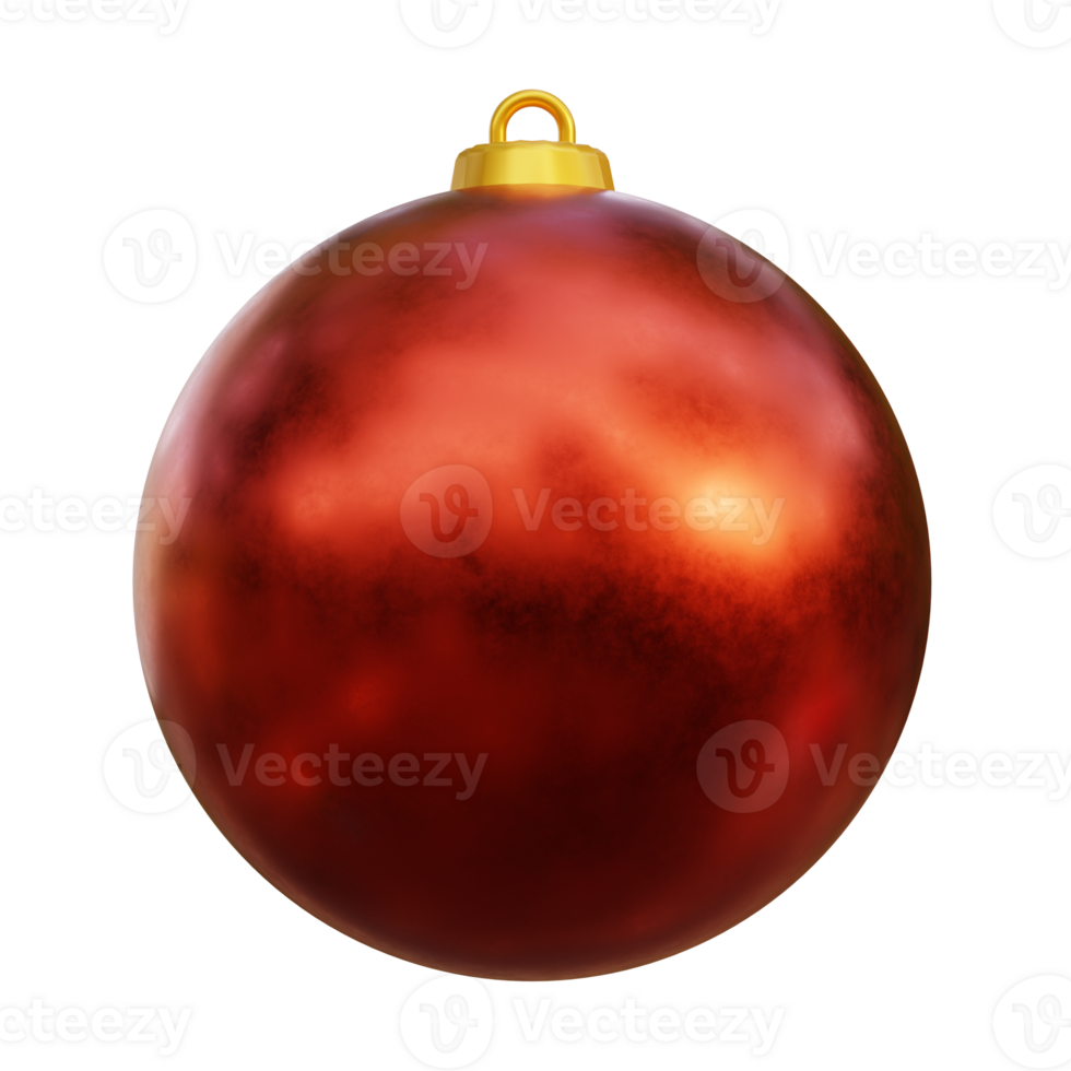 Red christmas ball 3d render. png
