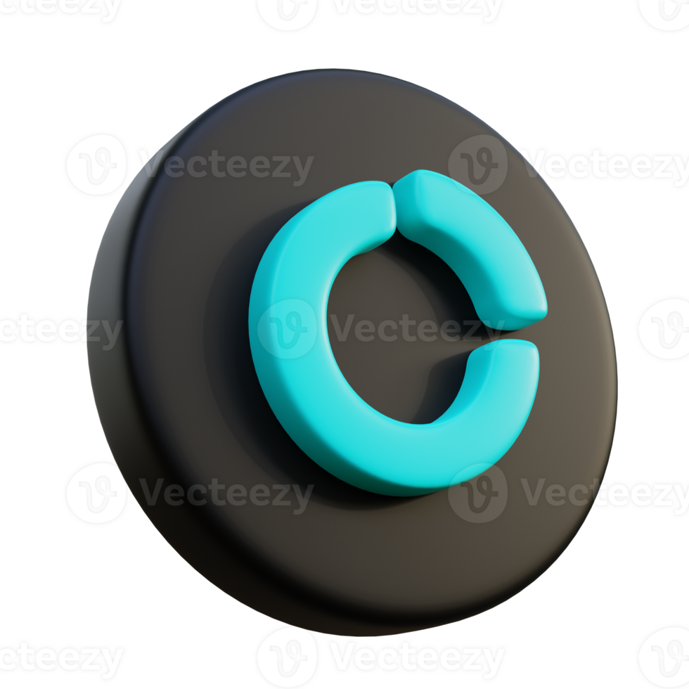 Pie Chart 3D Icon on black circle. png