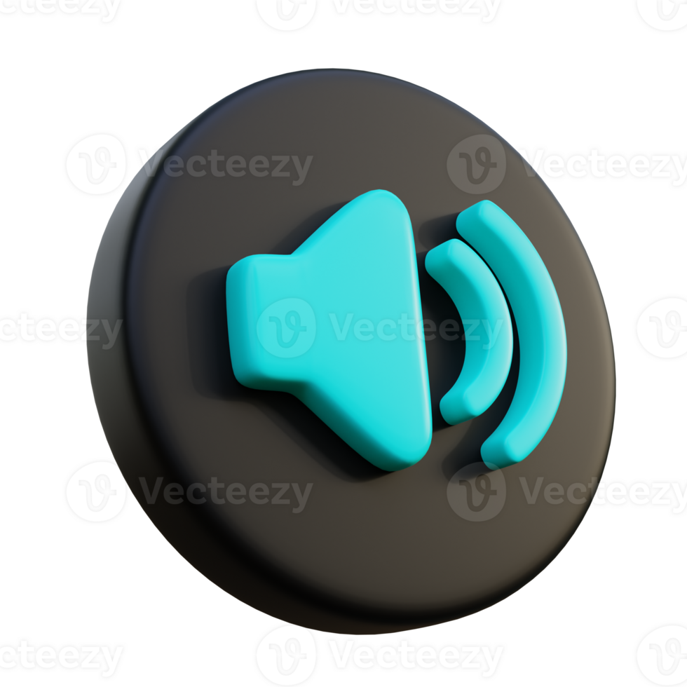 Sound Speaker 3D Icon on black circle. png