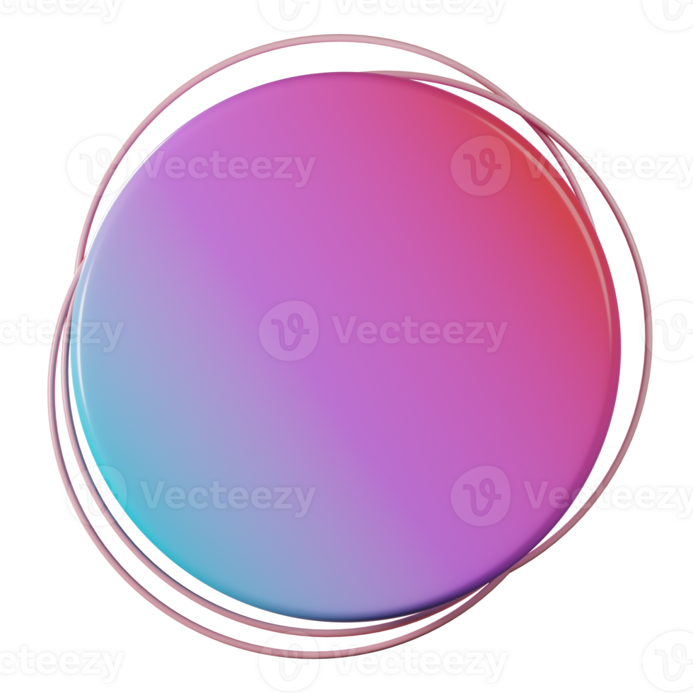 Circle shape, red blue gradient 3d rendering. png