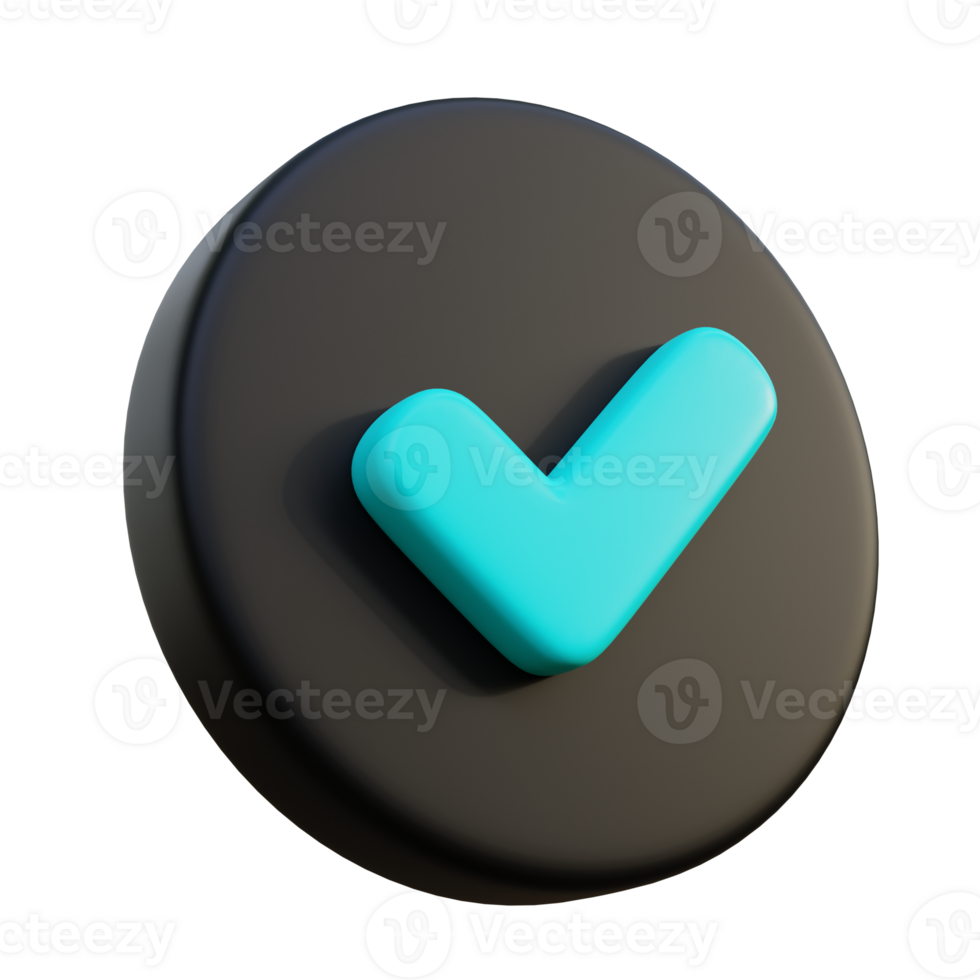 Check 3D Icon on black circle. png