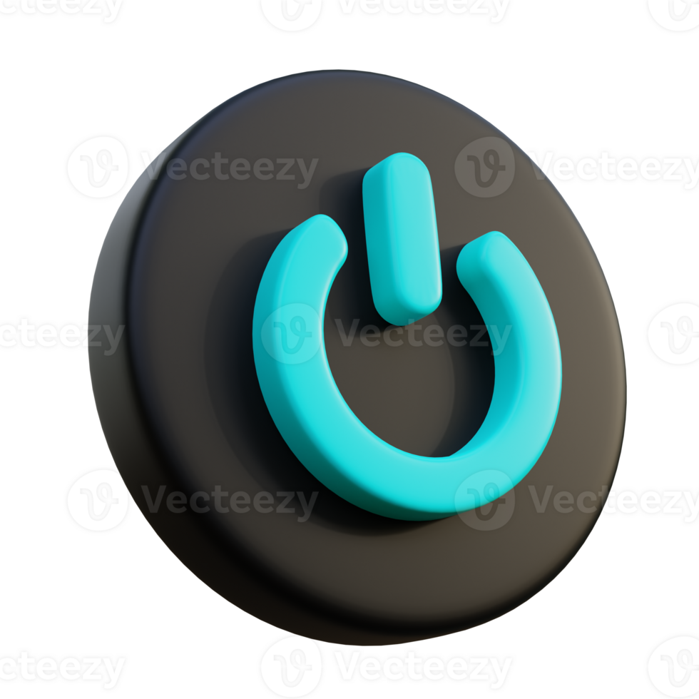 Power 3D Icon on black circle. png