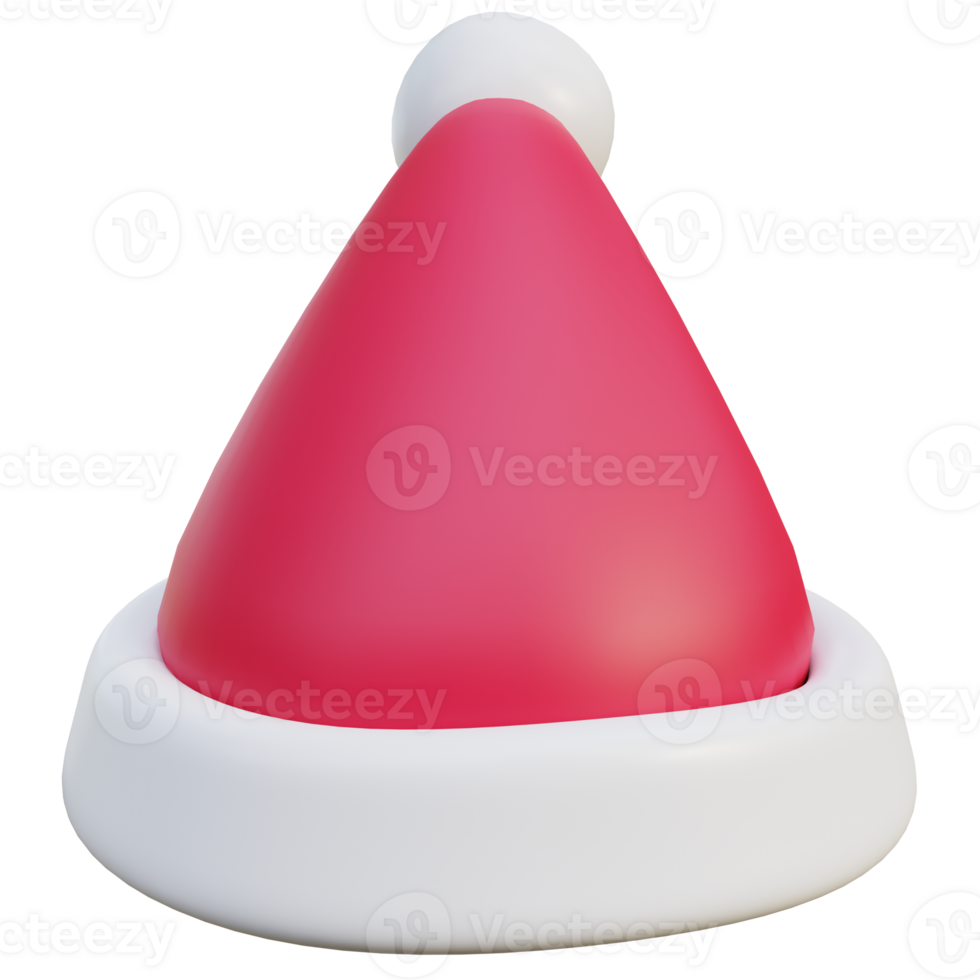 Christmas red hat 3d render. png