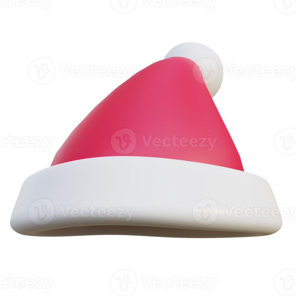 Christmas red hat 3d render. png